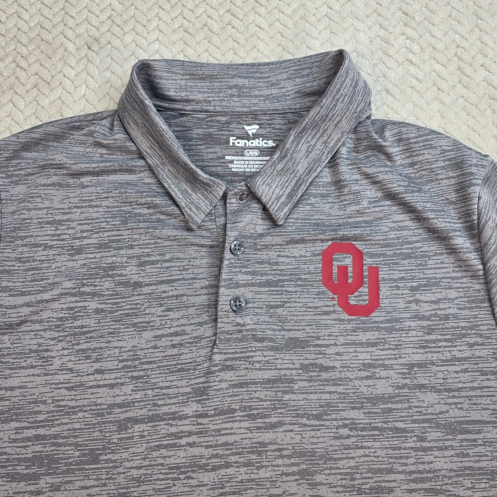 Oklahoma Sooners Performance Polo Shirt  Mens‎ Large Grey Space Dye OU
